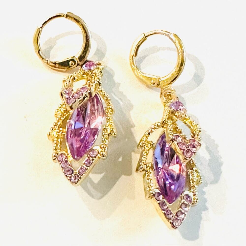 Lavender Crystal Huggie Earrings